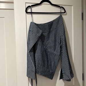 Solace London striped one shoulder top